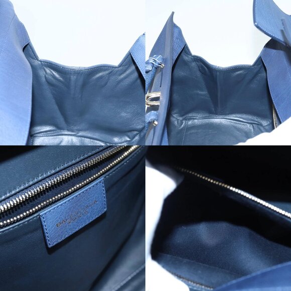 BALENCIAGA Tube Round Hand Bag Leather Navy Auth ki4912V - Picture 16 of 16
